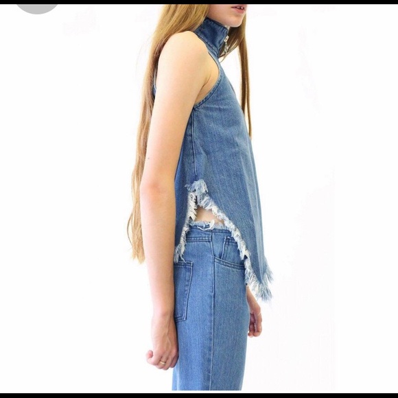 Marques Almeida frayed denim tank top with zip - Picture 3 of 14